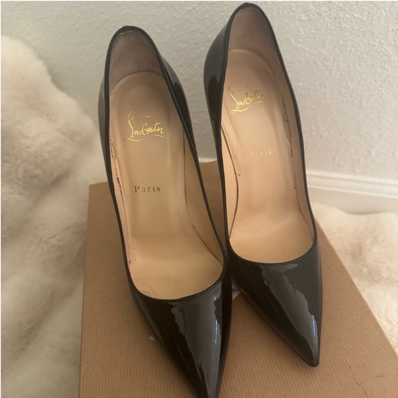Christian Louboutin Black Patent Pointed-Toe Stiletto Pumps